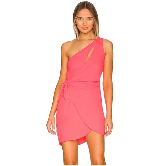 Amanda Uprichard‎ x REVOLVE Conetta Mini One Shoulder Dress Pink Ribbon Small - Picture 1 of 10